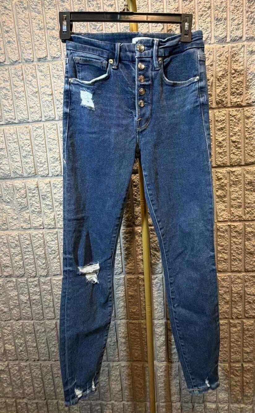 629 Good American Good Waist Jeans Size 2/26 Exposed Button